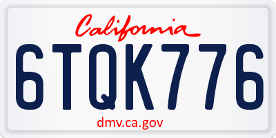 CA license plate 6TQK776
