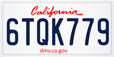 CA license plate 6TQK779