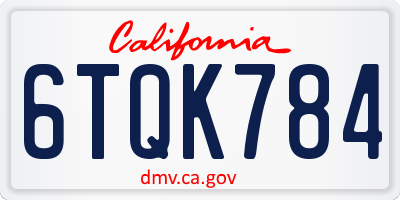 CA license plate 6TQK784