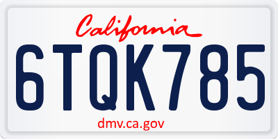 CA license plate 6TQK785