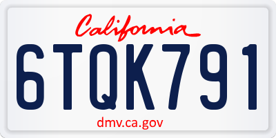 CA license plate 6TQK791