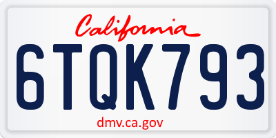 CA license plate 6TQK793