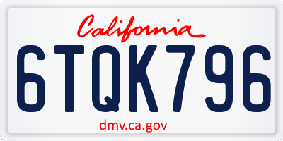 CA license plate 6TQK796