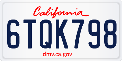 CA license plate 6TQK798