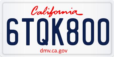 CA license plate 6TQK800