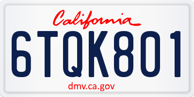 CA license plate 6TQK801