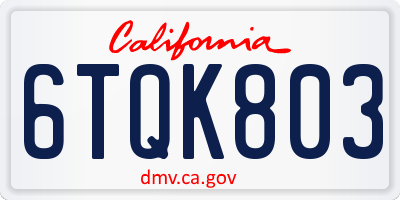 CA license plate 6TQK803