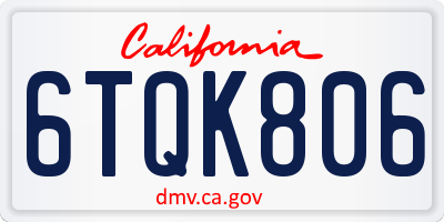 CA license plate 6TQK806