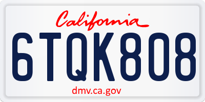 CA license plate 6TQK808