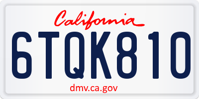 CA license plate 6TQK810