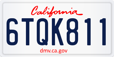 CA license plate 6TQK811