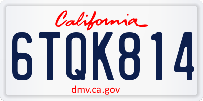 CA license plate 6TQK814