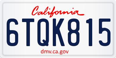 CA license plate 6TQK815