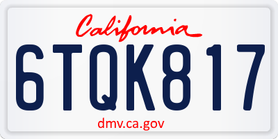 CA license plate 6TQK817