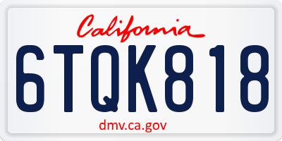 CA license plate 6TQK818