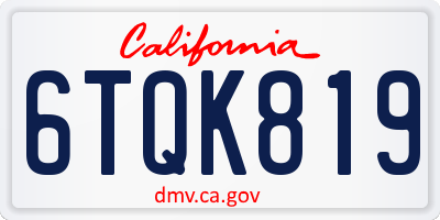 CA license plate 6TQK819