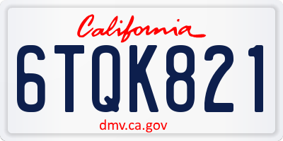 CA license plate 6TQK821