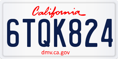 CA license plate 6TQK824