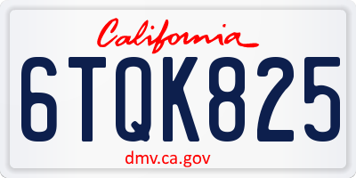 CA license plate 6TQK825