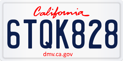 CA license plate 6TQK828