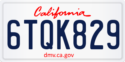 CA license plate 6TQK829