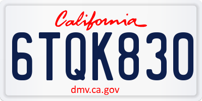 CA license plate 6TQK830