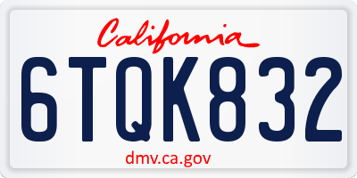 CA license plate 6TQK832