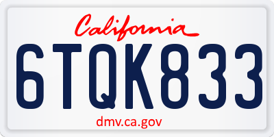 CA license plate 6TQK833