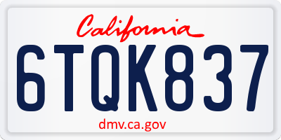 CA license plate 6TQK837