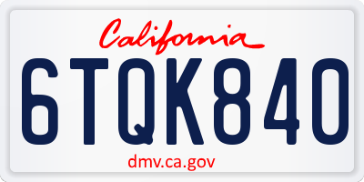 CA license plate 6TQK840