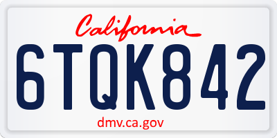 CA license plate 6TQK842