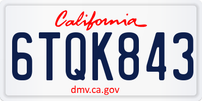 CA license plate 6TQK843