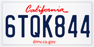 CA license plate 6TQK844