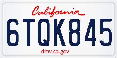 CA license plate 6TQK845