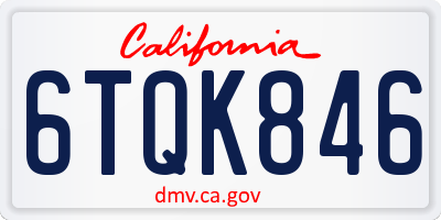 CA license plate 6TQK846