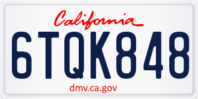 CA license plate 6TQK848