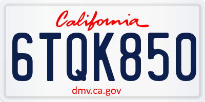 CA license plate 6TQK850