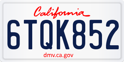 CA license plate 6TQK852