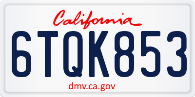 CA license plate 6TQK853