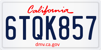 CA license plate 6TQK857