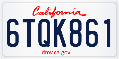 CA license plate 6TQK861