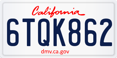 CA license plate 6TQK862