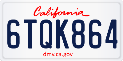 CA license plate 6TQK864