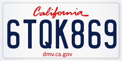 CA license plate 6TQK869