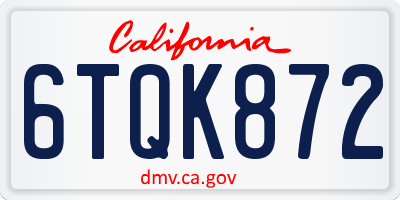 CA license plate 6TQK872