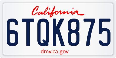 CA license plate 6TQK875