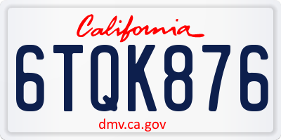 CA license plate 6TQK876