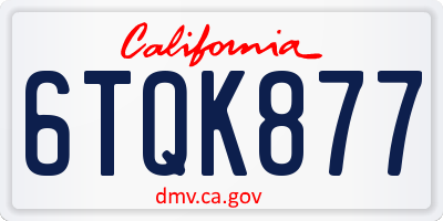 CA license plate 6TQK877