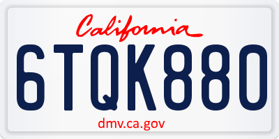 CA license plate 6TQK880