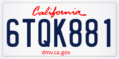 CA license plate 6TQK881